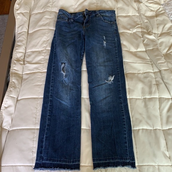 Sun and Shadow Distressed Stretch Denim Blue Jeans, Bootcut, size 27 - Picture 10 of 11